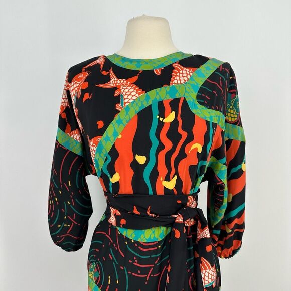 Vintage Black and Orange Maxi Dress - Picture 9 of 16